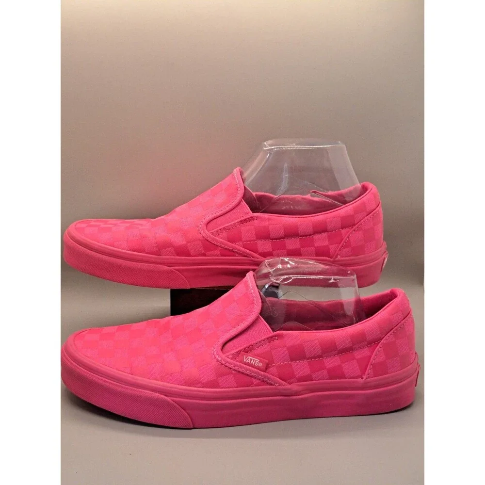 VANS Mens Slip-On Checkerboard Sneaker Pink Canvas US 9 Women's 10.5